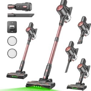Vexilar Aspirateur Balai sans Fil, 450W/45Kpa/50 Mins, Aspirateur sans Fil avec Écran LED, Filtration Cyclonique 5 Étapes, Aspirateur pour Tapis,Sols Durs,Poils d'animaux,Aspirateur Balai Léger