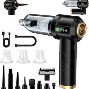 Aspirateur à Main 4 en 1, Aspirateur Voiture 28000 PA Puissant, Moteur sans Brosse, Aspirateur à Main sans Fil, 3 Vitesses 250 000 TR/Min, pour Voiture, Cuisine et Nettoyage des Poils d'animaux
