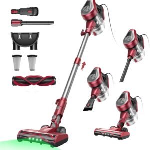 Vexilar C8 Aspirateur Balai avec Fil, 600W/60Kpa Aspirateur Balai Puissant avec Recharge Murale, Cable de 7 m, Brosse Anti-Emmêlement,1,5L Aspirateur Balai pour Tapis,Sols Durs,Poils d'animau