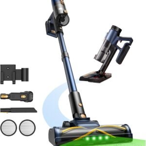 CHEFREE Aspirateur Balai sans Fil, 48Kpa/450W Aspirateur sans Fil Puissant avec Detect Laser, 50 Min, Brosse Anti-Emmêlement pour Tapis Poils Animaux Sol Dur Voiture