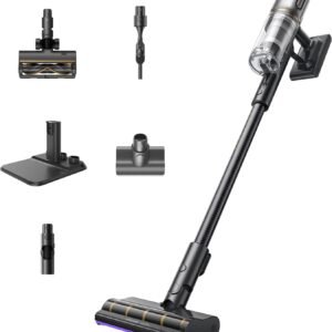 dreame V20 Aspirateur-Balai sans Fil, Nettoyage des Bords 0 mm, Nettoyage Sols et Tapis, 25 000PA / 210AW, Anti-Enchevêtrement, Autonomie 90 Minutes, Filtration 99,99%, Nettoyage des Poils d'animaux