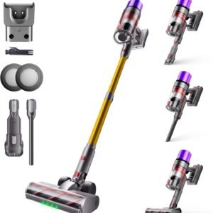 X7 Aspirateur Balai sans Fil 55Kpa/600W/80Min, Aspirateur sans Fil Puissant avec Écran Intelligent, Brosse Anti-Emmêlement, Recharge Murale, pour Tapis, Poils Animaux, Sols Durs et Voiture