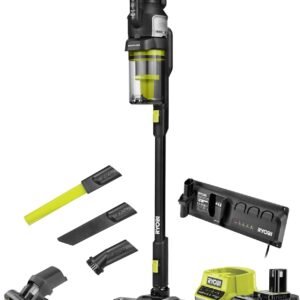 RYOBI Aspirateur Balai Brushless 18V One+™ Anti-emmêlement – Nettoyage Tapis et sols durs Haute Puissance – Kit avec Batterie 4,0 Ah et Chargeur – RASV18BL-1C40GL