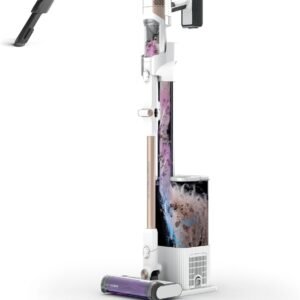 Shark Aspirateur sans fil Detect Clean & Empty, aspiration puissante, système de détection de la saleté, base auto-vidante 2l, autonomie 60min, fonction anti-emmêlement, suceur plat, Blanc IW3612AMZEU