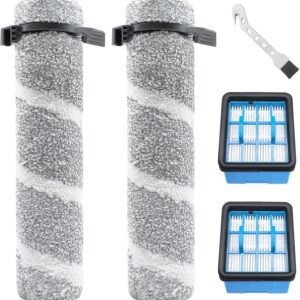 Pièces de rechange pour Bissell CrossWave OmniForce Edge 4076, 4087, 4000, 4006, 4007, 4008, 4017, 3912, 3999 aspirateur, ensemble d'accessoires 2 rouleaux de brosse + 2 filtres