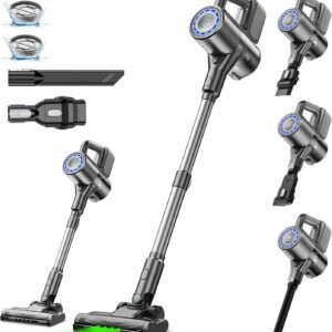 Suirviz Aspirateur Balai sans Fil, Aspirateur sans Fil, avec Lumière Verte, Adapté aux Poils d'animaux/Tapis/Sols Durs