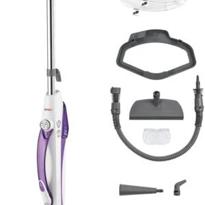 Polti Vaporetto SV440 Double, Nettoyeur Vapeur 2-en-1, Balai ou Nettoyeur à Main, 11 Accessoires Inclus, Chauffage en 15 Secondes, Réservoir Amovible, Blanc et Violet