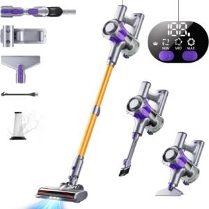 Aspirateur Balai sans Fil 450W/40KPA, 50 Minutes Autonomie Aspirateur sans Fil Puissant avec Écran Intelligent, aspirateur balai puissant pour Les Poils d'animaux/Tapis/Sols Durs,2025 Dernier Modèle