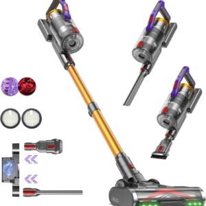 KIPMAX Aspirateur Balai sans Fil 550W/50KPa/70Min, GreenEye, Pastilles Parfumées, Filtrage 7 Couches, Brosse Anti-Emmêlement, Écran LED, Aspirateur sans Fil pour Poils Animaux/Tapis/Sols Durs/Voiture