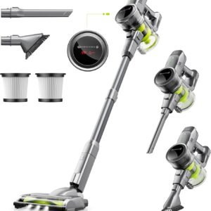 kalado Aspirateur sans Fil 26000pa, Aspirateur Balai sans Fil avec 3 Modes, Écran LED, Batterie Amovible, Collecteur De Poussière De 1,5 L, Adapté Aux Sols Durs, Tapis, Voitures Et Poils d'animaux