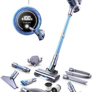 Greenote GSC60 Aspirateur sans Fil Puissant 480W, 33 kPa, Autonomie 45 Min, Léger & Silencieux, Écran LED, 10-en-1, Spécial Poils d’Animaux