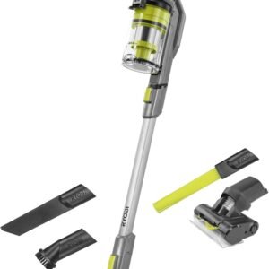 RYOBI - Aspirateur Balai 18V - 30 AW - 820 L/Min - 600 ML - Se maintient Droit - Livré avec 1 Brosse motorisée, 1 tête de 24 cm, 1 suceur Plat (sans Batterie)