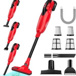 TEENO Aspirateur Balai sans Fil Lithium 150W/13KPA, Aspirateur Vertical avec Batterie au Lithium 4Ah, pour la Maison, la Voiture, Le Bureau et Le Canapé