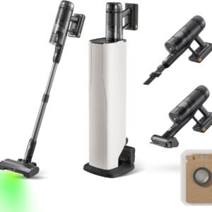 roborock H60 Hub Ultra Aspirateur Balai sans Fil avec Station Auto-Vide, 210 AW, 90 Min, Brosse Anti-Enmêlement, 140° Lumière Verte, Affichage LED, Accessoires Tous Sols, Poils Animaux et Tapis