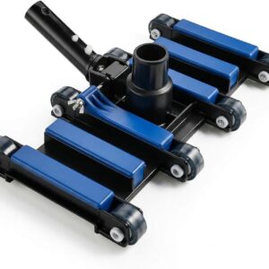 POOLAZA Aspirateur manuel commercial pour piscine avec roues, 35 cm de largeur extra et aspirateur de piscine à charge lourde flexible pondéré pour un nettoyage en profondeur facile et minutieux