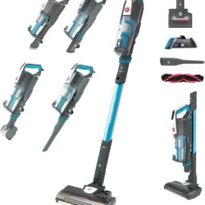 Hoover HF522STP Aspirateur Balai sans Fil Puissant, Grande Autonomie, Rangement Compact, Electrobrosse Anti-emmêlement LED, Turbobrosse Spéciale Animaux, Charge Rapide,Position Park&Go, Bleu Skyfall