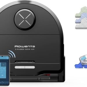 Rowenta X-Plorer Serie 220 Aspirateur Robot Laveur, Modèle Animal & Allergy, Brosse Animal XL, Serpillière vibrante XL, 5600 Pa, Évitement des Obstacles RR9475WH
