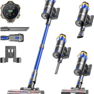 650W/55KPA Aspirateur Balai sans Fil 70min ,pour Sols Durs/Animaux/Voiture | Aspirateur sans fil puissant 1,6L avec support mural de recharge, brosse anti-emmêlement améliorée et écran tactile OLED