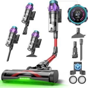 Ultenic U18 Pro Aspirateur Balai sans Fil | 55kPa Puissant Poils d'animaux | GreenEye | 80min Autonomie | HEPA H13 Anti-Allergie | Tube Pliable | Maison & Voiture