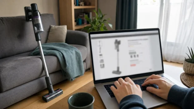 Vérification d'un aspirateur balai sans fil avant un achat en ligne