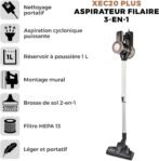 Aspirateur balai avec fil 3-en-1 Tower T513005BLG, pratique au quotidien