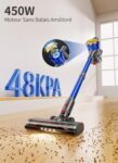 Aspirateur balai sans fil Tdyon 450W/40 kPa : autonomie et anti-nœuds